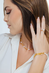 SOLAR ECLIPSE PEARL TWIST RING WITH DIAMOND ACCENT